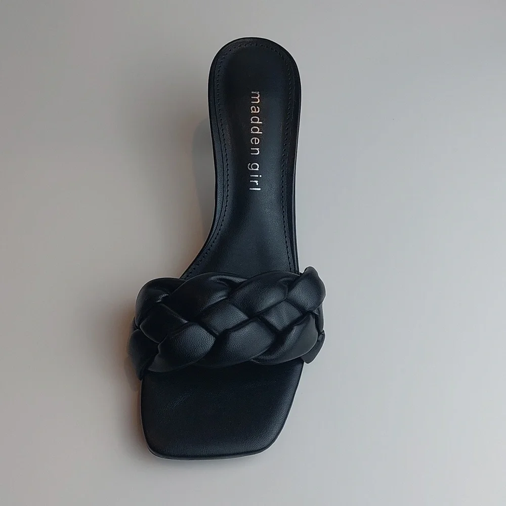 Madden girl women's sandals‎ kitten heels shanaa black size 6.5M